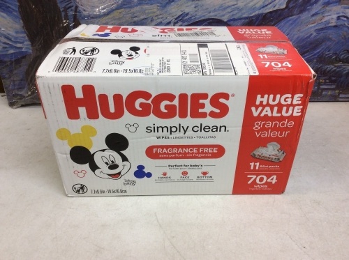 Huggies Simply Clean Baby Wipes, 11 Packs of 64 Wipes - New  - Lot 797