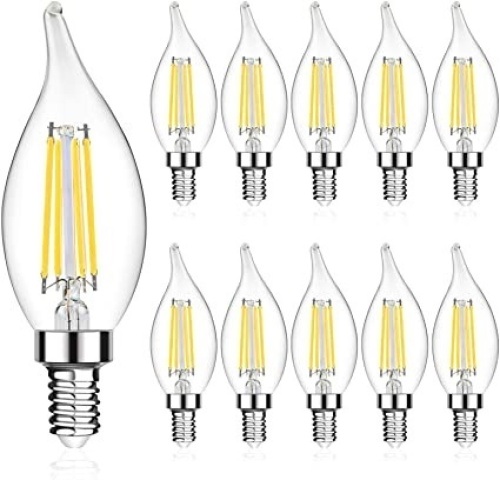 LANGREE E12 LED Candelabra Base Bulbs 60W Equivalent, 5W LED Chandelier Light Bulbs, Non-Dimmable, Flame Tip, 5000K Daylight White, 550LM, Pack of 10 - Appears New  - Lot 832