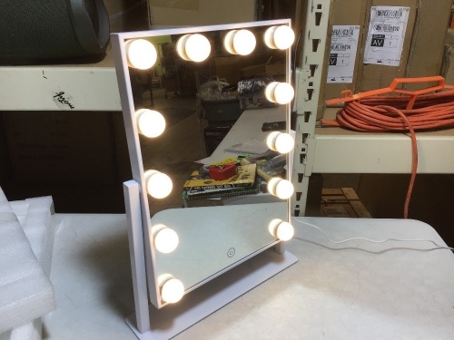 Chende Hollywood Style Lighted Vanity Mirror with Dimmable LED Bulbs, 3 Different Lighting Settings - E-Comm Return, Appears New, Tested/Works  - Lot 835