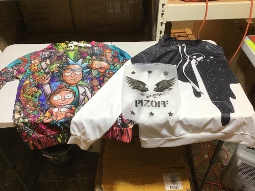 Lot of (2) Hoodies, Rick & Morty & Pizoff Milk Pour, Unknown Size Probably S or XS - Appear New - Lot 860