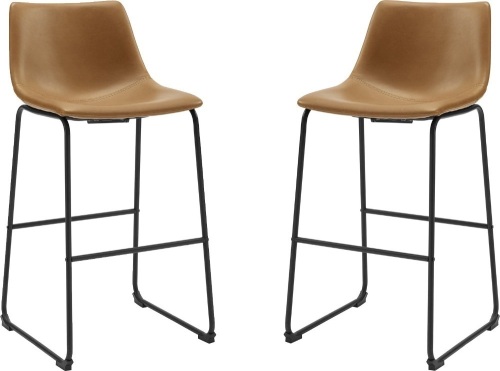 30" Industrial Faux Leather Barstools, Whiskey Brown, Set of 2 - Appears New   - Lot 861