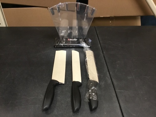 Mueller Aryclic Knife Stand with 3 Knives - E-Comm Return  - Lot 871