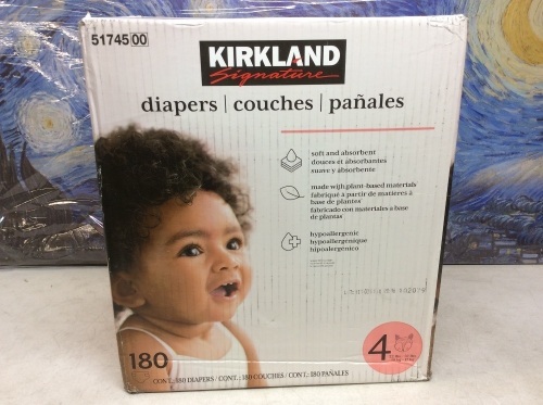 Kirkland Signature Baby Diapers, Size 4, 180 ct - New - Lot 1017