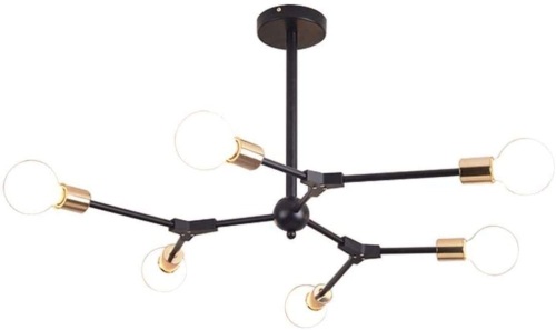Modo Lighting Black Sputnik Chandelier Vintage Metal Semi Flush Mount Ceiling Light Modern Style 6-Light Sputnik Lighting - E-Comm Return, Unknown Condition - Lot 1021