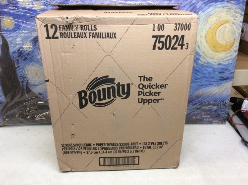 Bounty Paper Towels, 12 Family Rolls - New/Unopened - Lot 1047