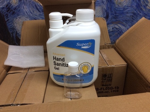 Case of (6) Superfy Hand Sanitizer Gel with Pump and Refill Bottle, 68fl oz - New  - Lot 1068