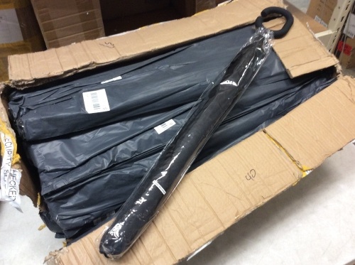 Case of (40) Black C Handled Umbrellas - New - Lot 1120