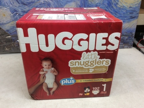 Huggies Little Snugglers Plus Baby Diapers, Size 1, 192 ct - New - Lot 1122