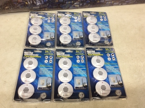 Bell Howell Micro UltraSonic Plug In Pest Repellers, 6 Packs of 3 - New - Lot 1146