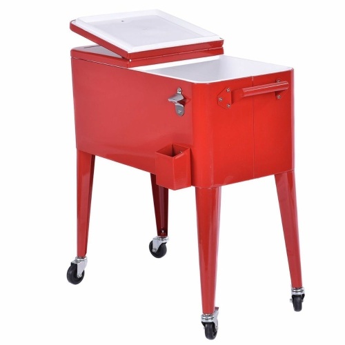 Red Portable Outdoor Patio Cooler Cart  - Lot 85