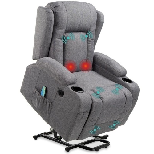 Electric Power Lift Recliner Massage Chair w/ Heat, USB Port, Cupholders  - Lot 89