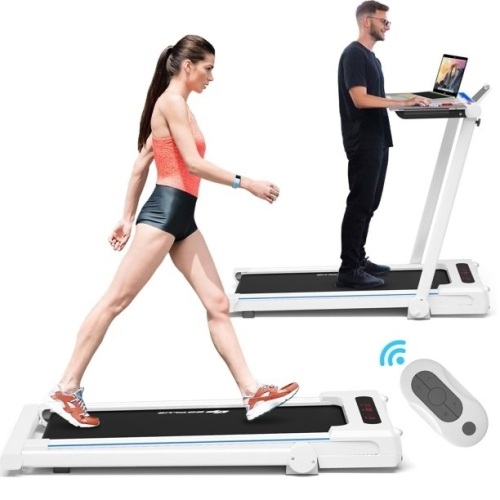 Goplus 2.25 HP 3-in-1 Folding Treadmill with Table, Speaker, Remote - Lot 143