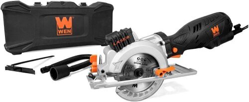 WEN 3625 5-Amp 4-1/2-Inch Beveling Compact Circular Saw with Laser and Carrying Case - Lot 486