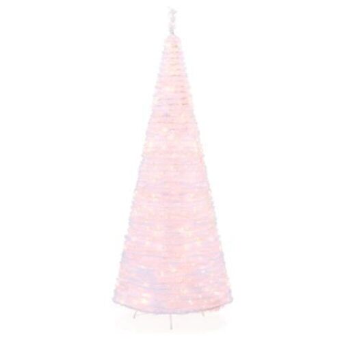 7.5ft Pre-Lit Pull-Up Pop-Up Artificial Christmas Tree Holiday Decoration w/ 450 Warm White Lights, Metal Stand - Lot 569