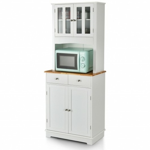 Kitchen Pantry Cabinet With Wood Top And Hutch  - Lot 614