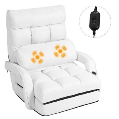 Folding Lazy Sofa Floor Massage Chair Lounger w/Armrests Pillow  - Lot 617