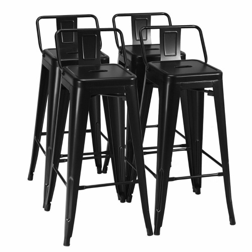 30" Metal Height Barstools With Low Back, Set of 4   - Lot 688