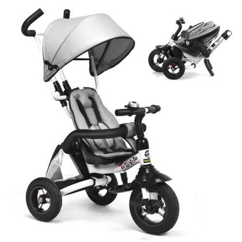 6-in-1 Baby Foldable Stroller Tricycle w/Canopy Bag and Sponge Guardrail   - Lot 542