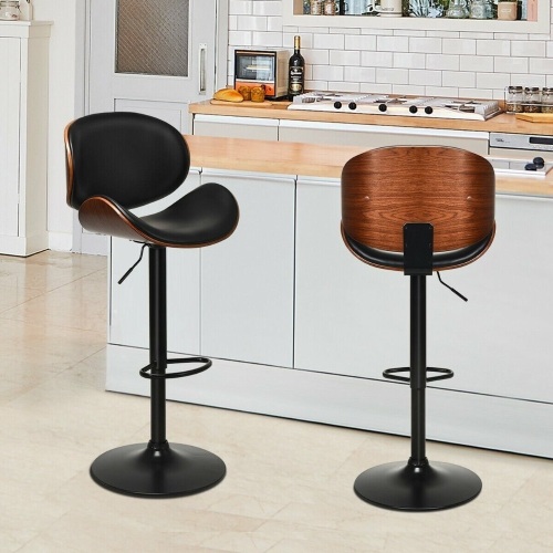 Set of 2 Bentwood Mid-Century Adjustable Swivel Barstools  - Lot 223