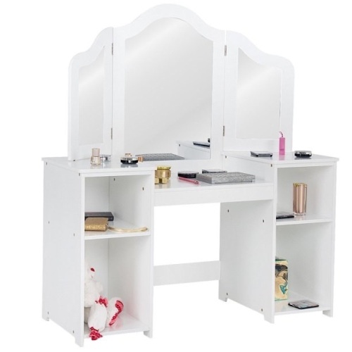 Vanity Table Set w/ Tri Folding Mirror  - Lot 345