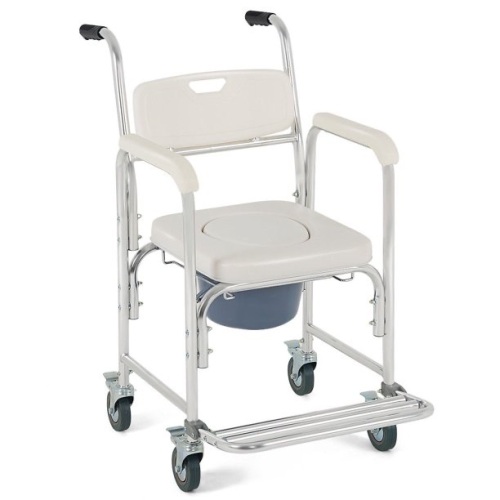  Medical Commode Toilet Seat Shower Wheelchair with Locking Casters  - Lot 380