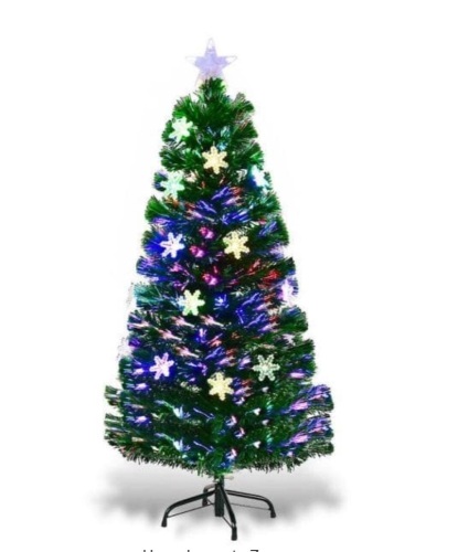 4 ft. Pre-Lit Fiber Optic Artificial Christmas Tree with Multi-Color Lights Snowflakes - Lot 936