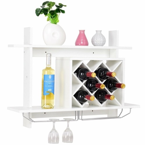 Wall Mount Wine Rack w/ Glass Holder & Storage Shelf  - Lot 648