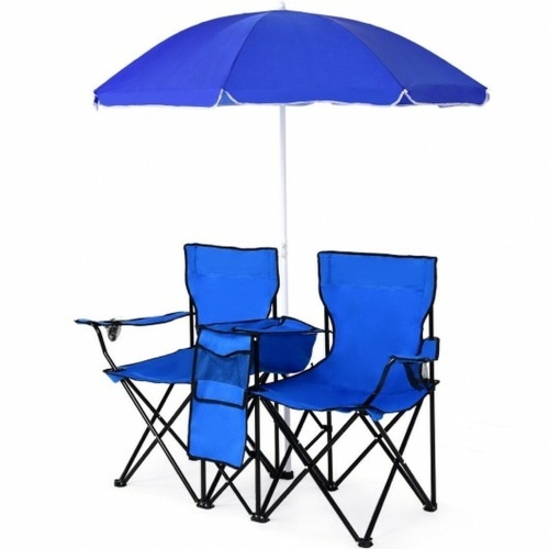 Portable Folding Picnic Double Chair With Umbrella   - Lot 963