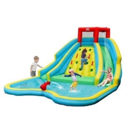 Inflatable Mighty Water Slide Bouncy Splash Pool w/ Climbing Wall - Lot 395