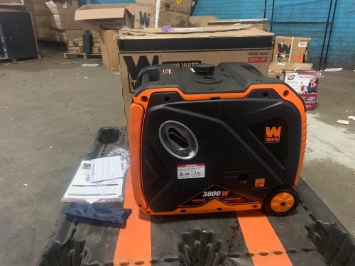 WEN 56380i Super Quiet 3800-Watt RV-Ready Portable Inverter Generator with Fuel Shut-Off and Electric Start. Untested due to dripping gas from the carburetor - Lot 231