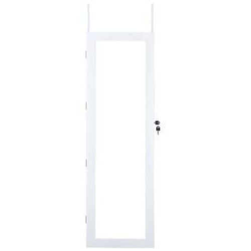 Lockable Wall Door Mounted Mirror Jewelry Cabinet Armoire Organizer w/LED Lights - Lot 442