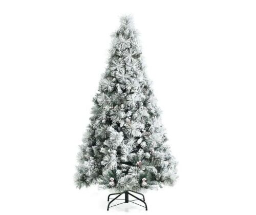 6 ft. Unlit Artificial Christmas Tree Snow Flocked Hinged Xmas Tree - Lot 265