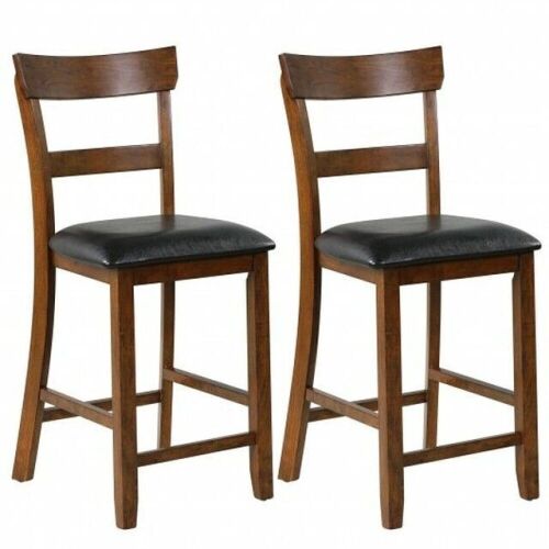 2Pcs Counter Height Chair Set With Leather Seat And Rubber Wood Legs - Lot 283