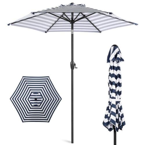 Outdoor Market Patio Umbrella w/ Push Button Tilt, Crank Lift - 7.5ft - Lot 791