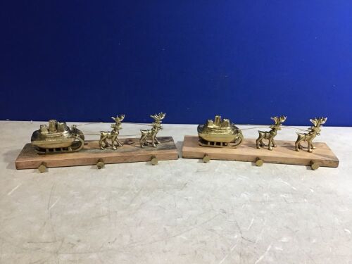 Case of (2) Reindeer Sleigh 3 Hook Stocking Holders - Lot 1094