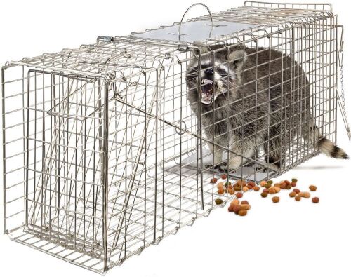 OxGord Live Animal Trap - Humane Catch & Release Large 32" Cage, Heavy Duty, 2-Door, Foldable 32" X 12" X 12" - Lot 1076