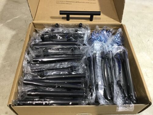 Ravinte 60 Pack 5'' Cabinet Pulls Matte Black Stainless Steel, 3” Hole Center with Mounting Template - Lot 1078