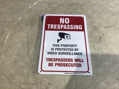 Lot of (48) Video Surveillance No Trespassing Signs  - Lot 1085