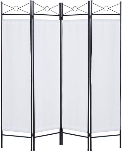 6ft 4-Panel Folding Privacy Screen Room Divider w/Steel Frame, White - Lot 434