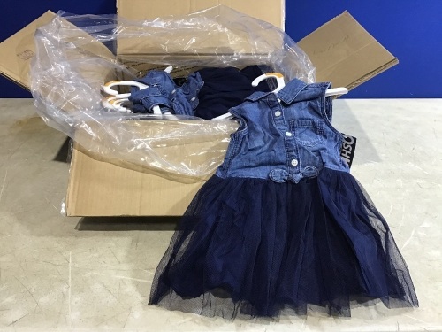 Case of (12) OshKosh B'gosh Tulle Skirt Denim Dresses, Size 12M - Lot 845
