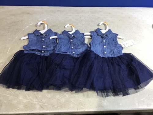 Lot of (3) OshKosh B'gosh Tulle Skirt Denim Dresses, 12M  - Lot 846