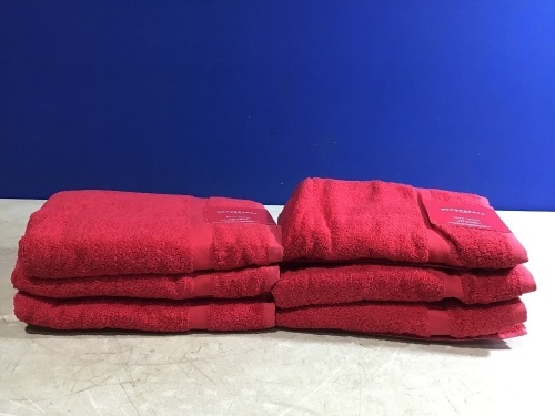 Lot of (6) Red Bath Towels  - Lot 856