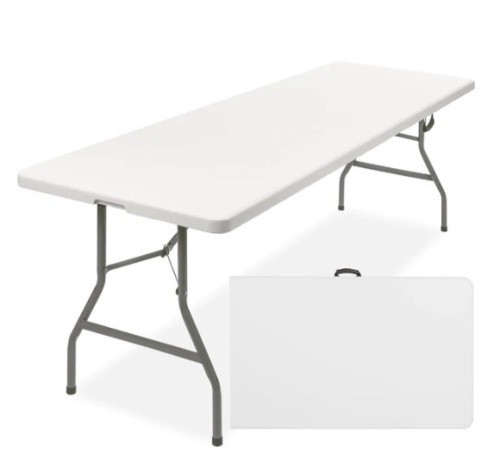 8ft Portable Folding Plastic Dining Table w/ Handle, Lock, Appears New - Lot 646