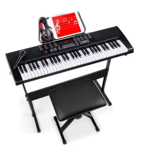 61-Key Beginners Electronic Keyboard Piano Set w/ 3 Modes, Microphone, Appears New - Lot 655