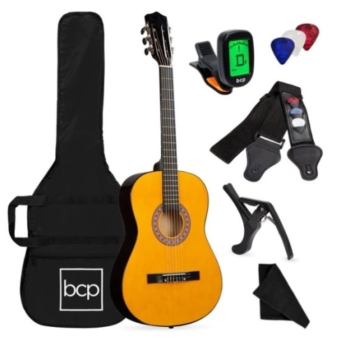 Beginner Acoustic Guitar Set w/ Case, Strap, Digital Tuner, Strings - 38in, Appears New - Lot 665