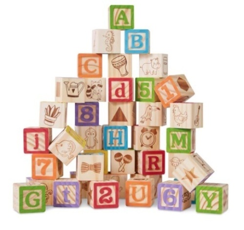 40-Piece Kids Wooden ABC Block Set Toddler STEM Toy w/ Carrying Case - Lot 443