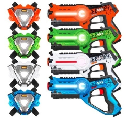 Set of 4 Infrared Laser Tag Guns and Vests for Kids & Adults - Lot 444