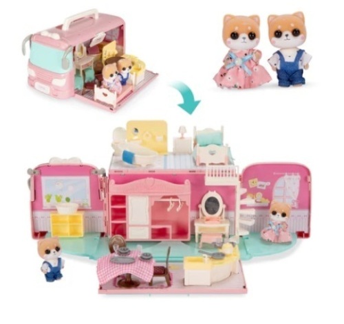 Camper Van Playset Pretend Play Dollhouse with Tiny Critters - Lot 446