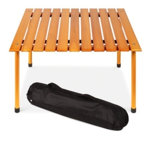 Foldable Indoor Outdoor Wooden Table w/ Carrying Case, 28x28in - Lot 448