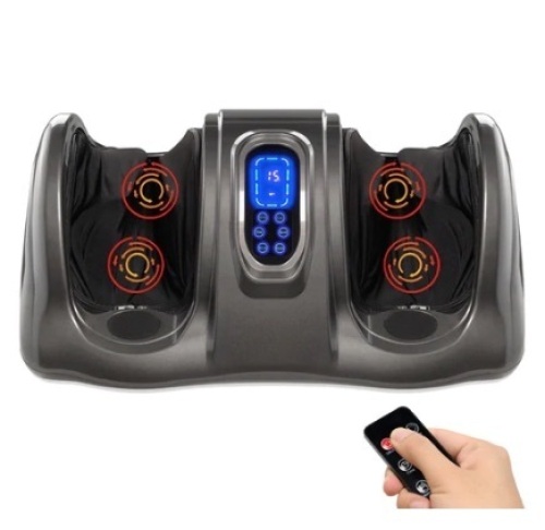 Therapeutic Foot Massager w/ High Intensity Rollers, Remote & 3 Modes, Gray - Lot 474